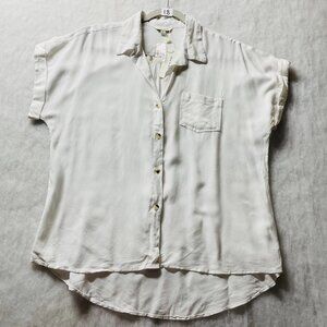 NWT Sim & Sam Womens White High Low Hem Patch Pocket Button Up Shirt Size XL